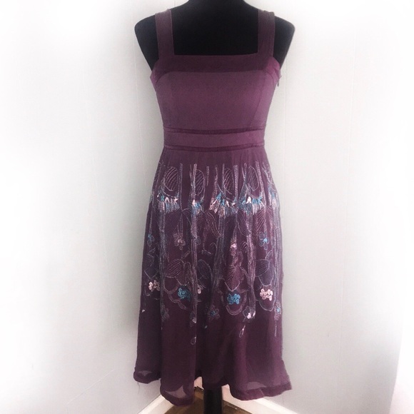 Chloe Dresses & Skirts - Chloe Vintage Embroidered Blue Purple A Line Dress